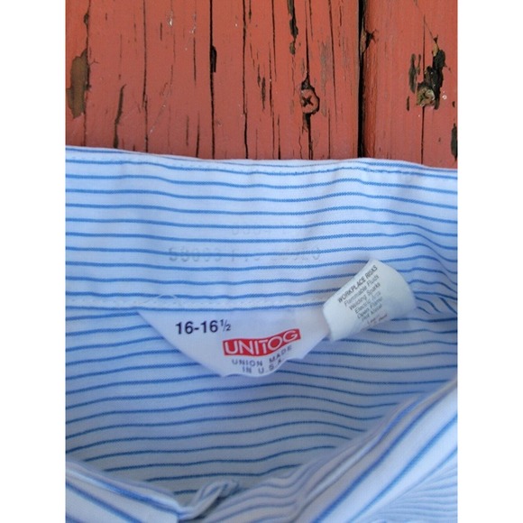 Unitog Union Made Work Employee Button-Up Shirt Large 16.5 Pinstripe US Delivery - Picture 4 of 9